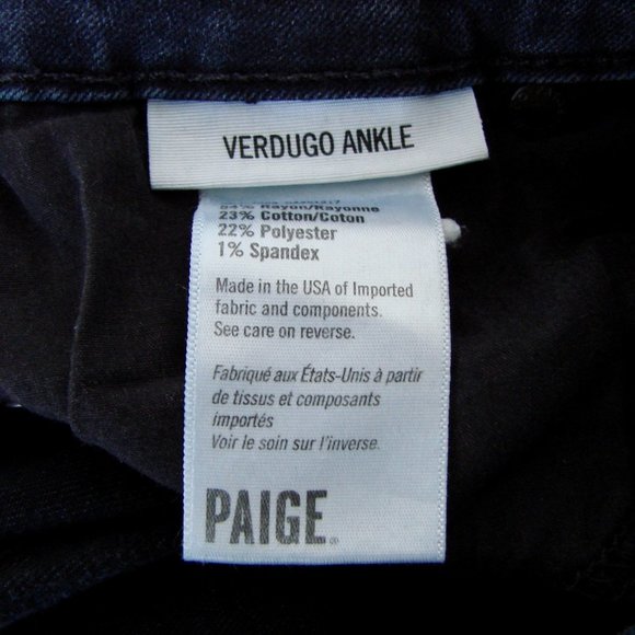 PAIGE Verdugo Ankle Skinny Jeans Distressed Kaleea Dark Wash Stretch Raw Hem 25 - Picture 5 of 16